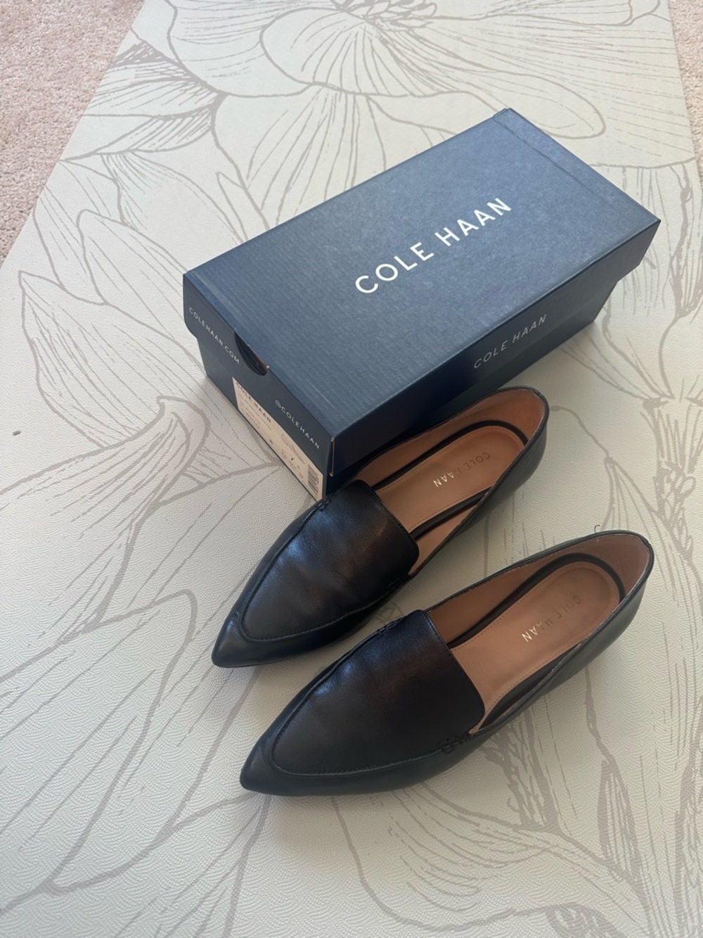 Cole Haan Black Pointed Leather Slip-Ons